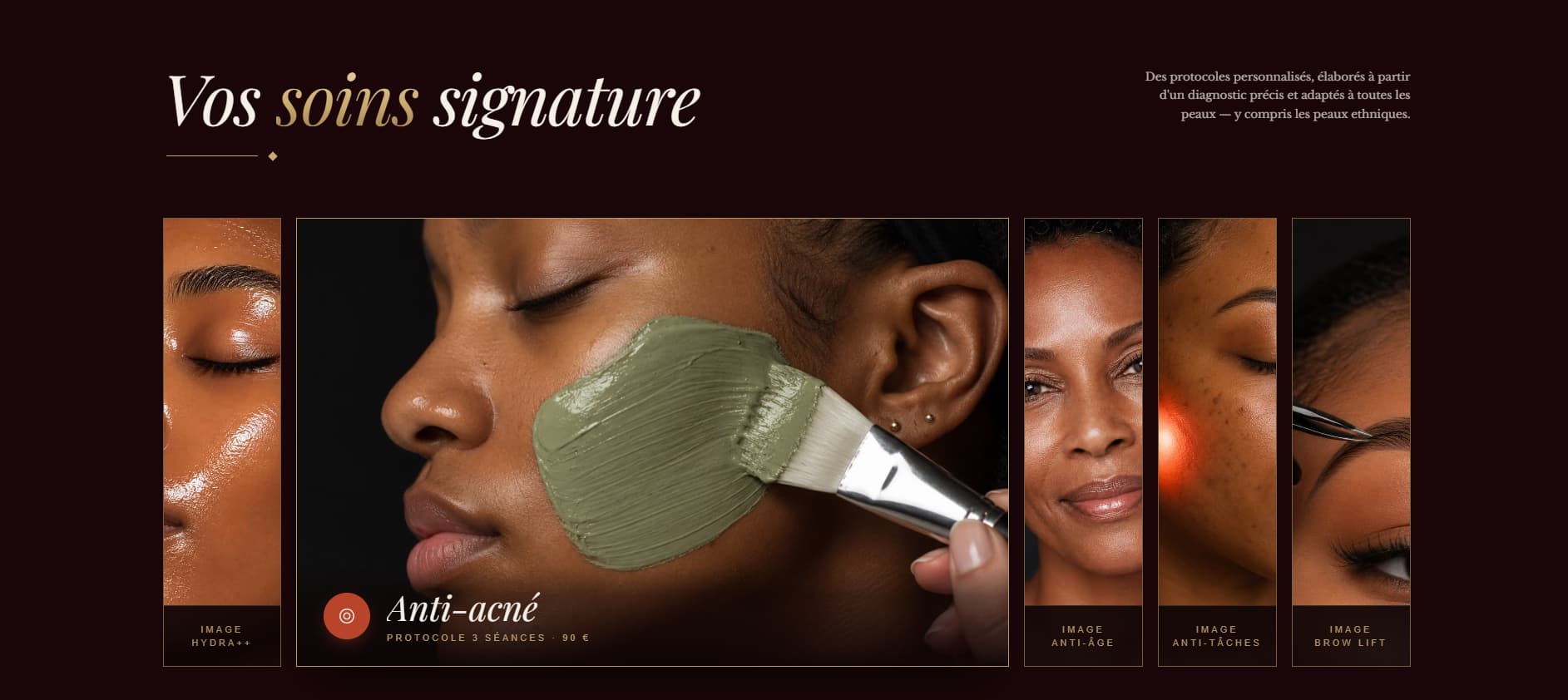 Page soins du site Lala·K Beauty présentant les protocoles coréens